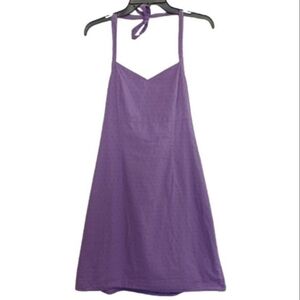 ROUTE 66 Y2K 90S VINTAGE RETRO PURPLE COTTON Halter Mini Dress Size 10 Women's